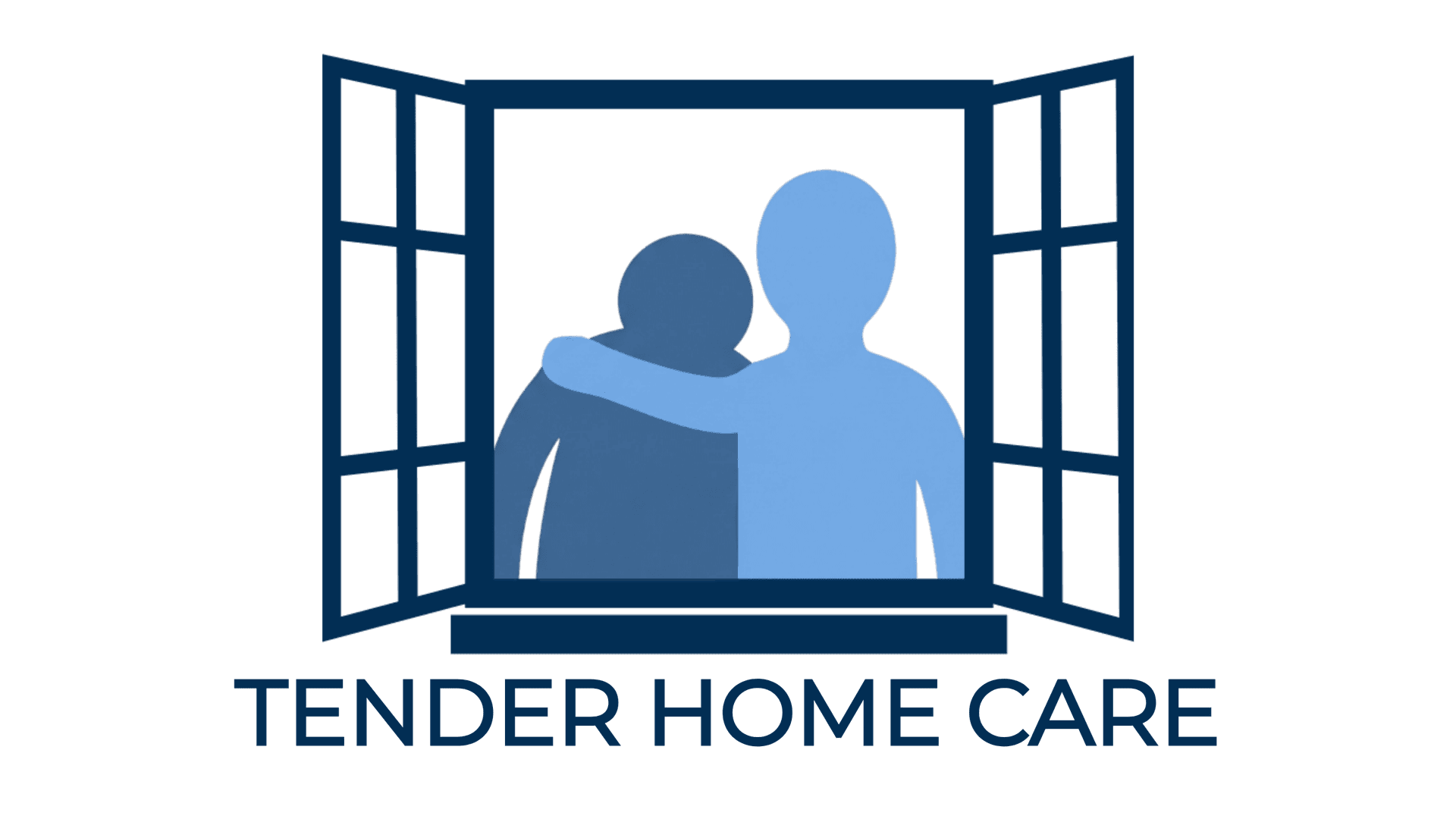 Tender Home Care logo: two people inside an open window frame above the company name